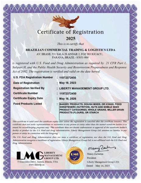 FDA CERTIFICATE RENEWED UNTIL MAY 2025